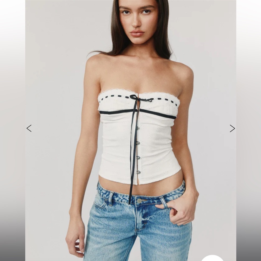 With Jean Sabrin Top White Embroidery Size S (NWOT)
